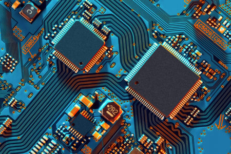 Electronic circuit board close up. Technologies & Applications